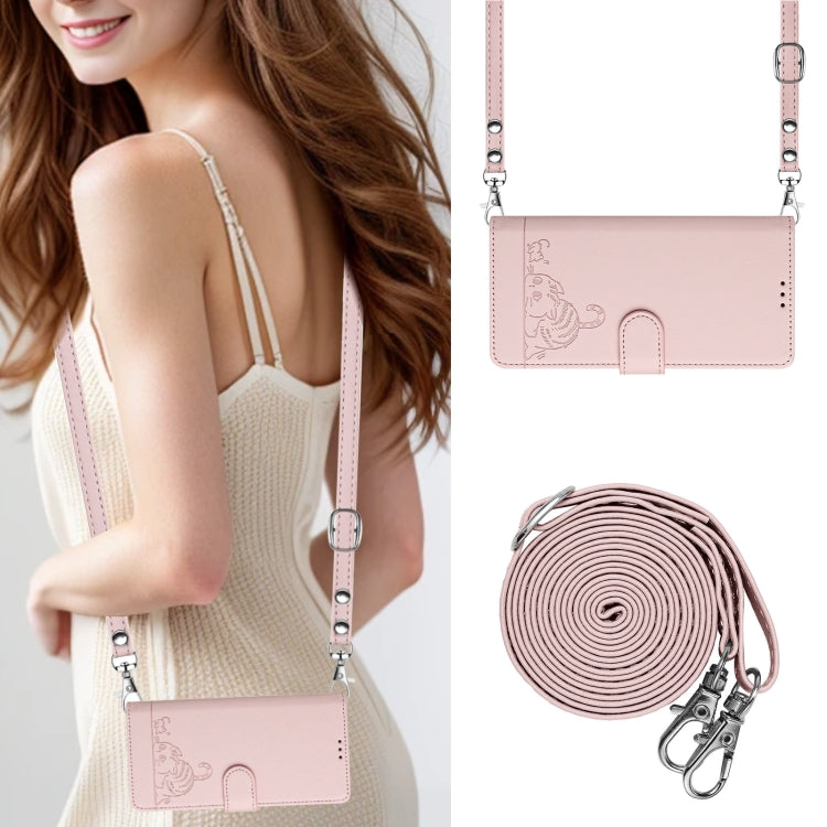 For Huawei Pura 70 Cat Rat Embossed Pattern RFID Leather Phone Case with Lanyard(Pink) - Huawei Cases by PMC Jewellery | Online Shopping South Africa | PMC Jewellery | Buy Now Pay Later Mobicred