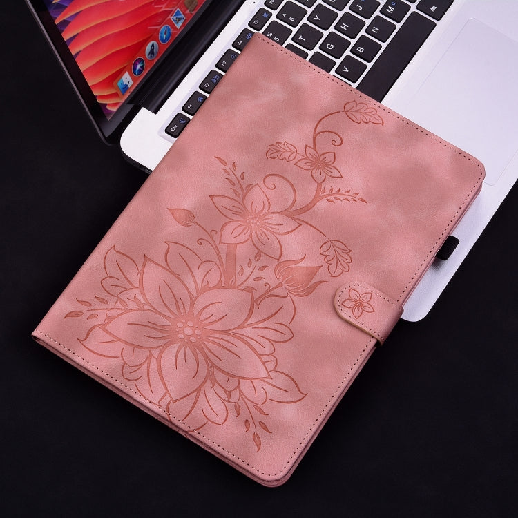 For Lenovo Tab M10 5G 2023 Lily Embossed Leather Tablet Case(Pink) - Lenovo by PMC TechLife | Online Shopping South Africa | PMC TechLife | Buy Now Pay Later Mobicred
