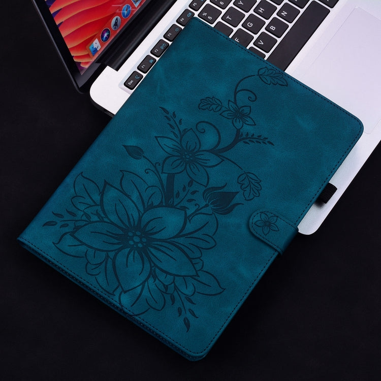 For Lenovo Tab P11 Pro Gen 2 11.2 Lily Embossed Leather Tablet Case(Dark Blue) - Lenovo by PMC TechLife | Online Shopping South Africa | PMC TechLife | Buy Now Pay Later Mobicred