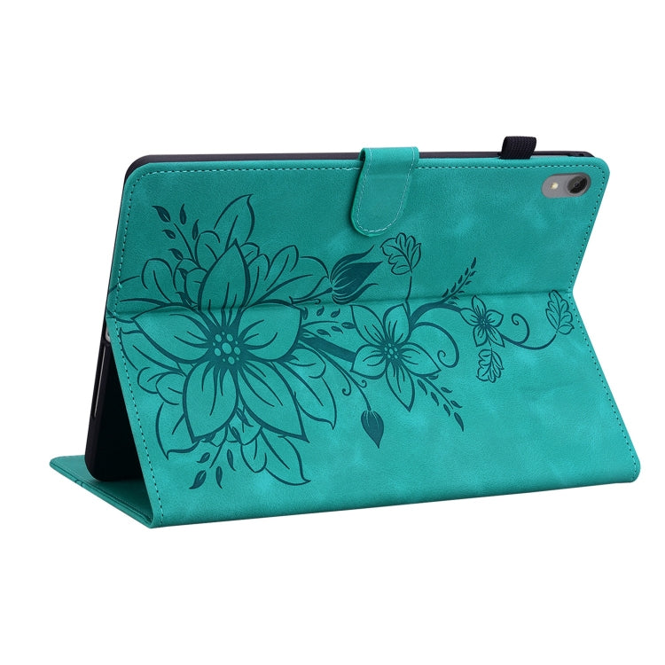 For Lenovo Tab P11 /Xiaoxin Pad Plus Lily Embossed Leather Tablet Case(Green) - Lenovo by PMC TechLife | Online Shopping South Africa | PMC TechLife | Buy Now Pay Later Mobicred