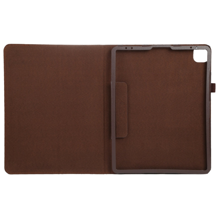 For iPad Pro 13 2024 Litchi Texture Solid Color Leather Tablet Case(Brown) - iPad Pro 13 2024 Cases by PMC TechLife | Online Shopping South Africa | PMC TechLife | Buy Now Pay Later Mobicred