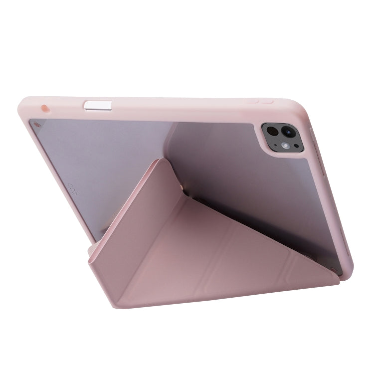 For iPad Pro 11 2024 Deformation Transparent Acrylic Leather Tablet Case(Pink) - iPad Pro 11 2024 Cases by PMC TechLife | Online Shopping South Africa | PMC TechLife | Buy Now Pay Later Mobicred