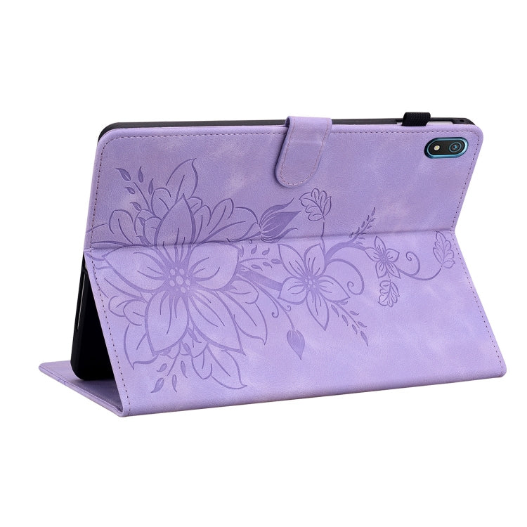 For Nokia T20 10.4 2021 Lily Embossed Leather Tablet Case(Purple) - Nokia by PMC TechLife | Online Shopping South Africa | PMC TechLife | Buy Now Pay Later Mobicred