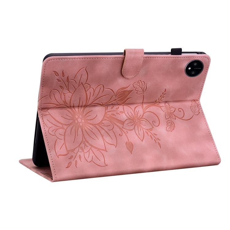 For Huawei MatePad Pro 11 2022 Lily Embossed Leather Tablet Case(Pink) - Huawei by PMC TechLife | Online Shopping South Africa | PMC TechLife | Buy Now Pay Later Mobicred