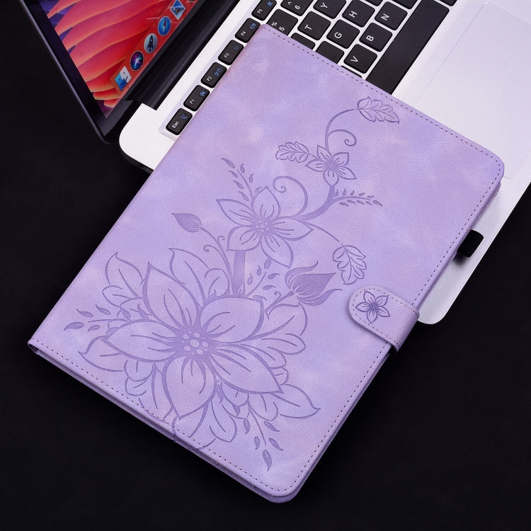 For Huawei MatePad SE 10.4 Lily Embossed Leather Tablet Case(Purple) - Huawei by PMC TechLife | Online Shopping South Africa | PMC TechLife | Buy Now Pay Later Mobicred