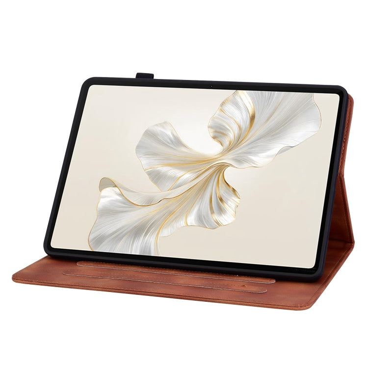 For Honor Pad 9 12.1 Lily Embossed Leather Tablet Case(Brown) - Honor by PMC TechLife | Online Shopping South Africa | PMC TechLife | Buy Now Pay Later Mobicred