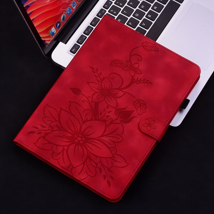 For Honor Pad 9 12.1 Lily Embossed Leather Tablet Case(Red) - Honor by PMC TechLife | Online Shopping South Africa | PMC TechLife | Buy Now Pay Later Mobicred