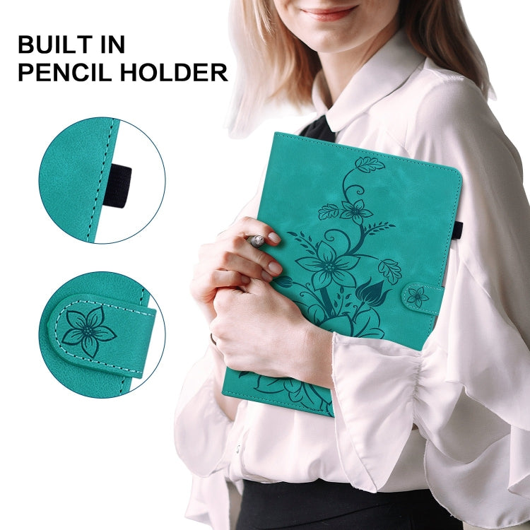 For OPPO Pad Air Lily Embossed Leather Tablet Case(Green) - free shipping - PMC TechLife - Order now!