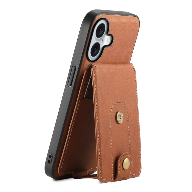 For iPhone 16 Denior D14 NK Retro Pattern MagSafe Magnetic Card Holder Leather Phone Case(Brown) - iPhone 16 Cases by Denior | Online Shopping South Africa | PMC Jewellery | Buy Now Pay Later Mobicred