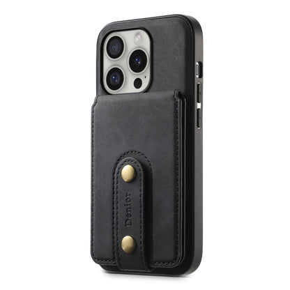 For iPhone 16 Pro Denior D14 NK Retro Pattern MagSafe Magnetic Card Holder Leather Phone Case(Black) - iPhone 16 Pro Cases by Denior | Online Shopping South Africa | PMC Jewellery | Buy Now Pay Later Mobicred