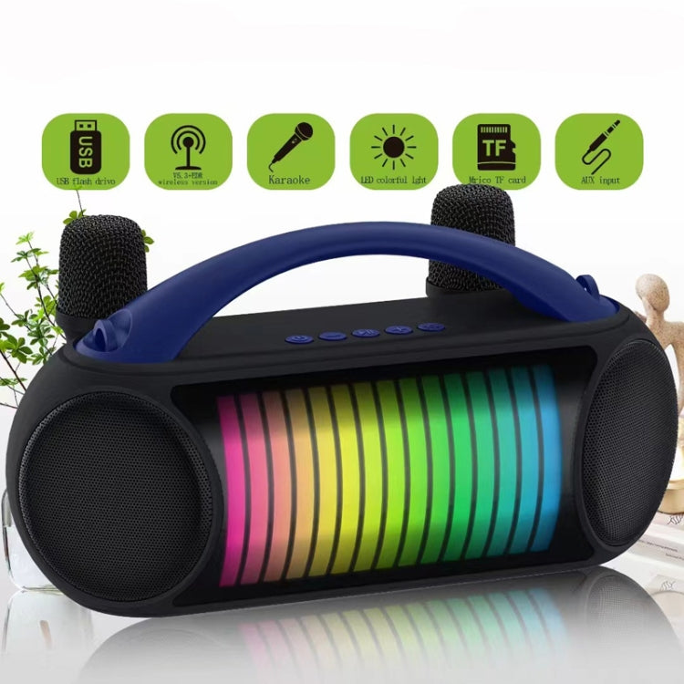 NewRixing NR-222 Portable Outdoor Dual Mic Colorful Wireless Bluetooth Speaker(Blue) - Desktop Speaker by NewRixing | Online Shopping South Africa | PMC Jewellery | Buy Now Pay Later Mobicred