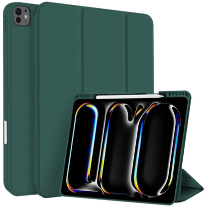 For iPad Pro 11 2024 3-fold TPU Smart Leather Tablet Case with Pen Slot(Dark Green) - iPad Pro 11 2024 Cases by PMC Jewellery | Online Shopping South Africa | PMC Jewellery | Buy Now Pay Later Mobicred