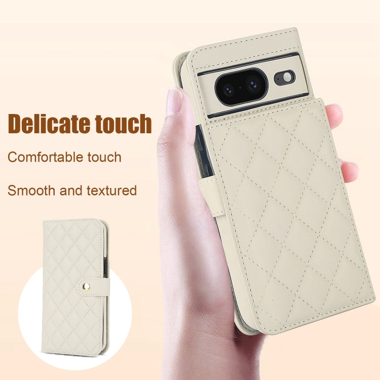 For Google Pixel 8a Crossbody Multifunction Rhombic Leather Phone Case(White) - free shipping - PMC TechLife - Order now!