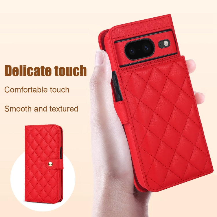 For Google Pixel 8a Crossbody Multifunction Rhombic Leather Phone Case(Red) - free shipping - PMC TechLife - Order now!