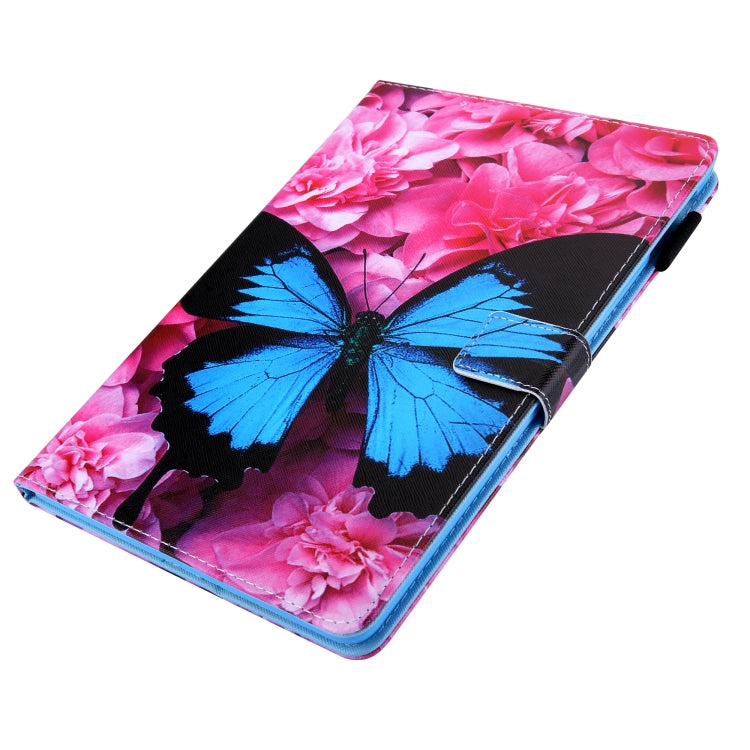 For iPad Pro 11 2024 Colored Drawing Leather Smart Tablet Case(Red Flower Blue Butterfly) - iPad Pro 11 2024 Cases by PMC Jewellery | Online Shopping South Africa | PMC Jewellery | Buy Now Pay Later Mobicred