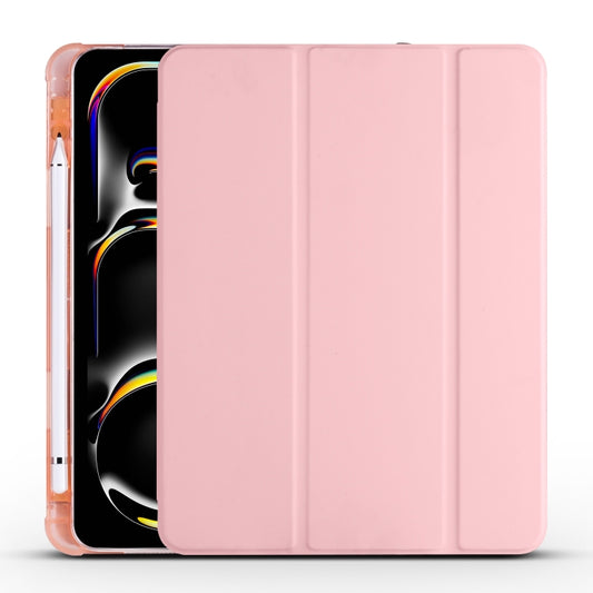 For iPad Pro 11 2024 3-fold TPU Leather Smart Tablet Case with Pen Slot(Pink) - iPad Pro 11 2024 Cases by PMC Jewellery | Online Shopping South Africa | PMC Jewellery | Buy Now Pay Later Mobicred