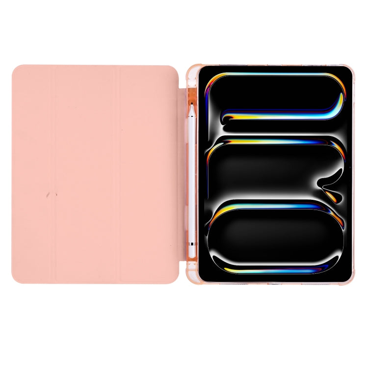 For iPad Pro 11 2024 3-fold TPU Leather Smart Tablet Case with Pen Slot(Pink) - iPad Pro 11 2024 Cases by PMC Jewellery | Online Shopping South Africa | PMC Jewellery | Buy Now Pay Later Mobicred