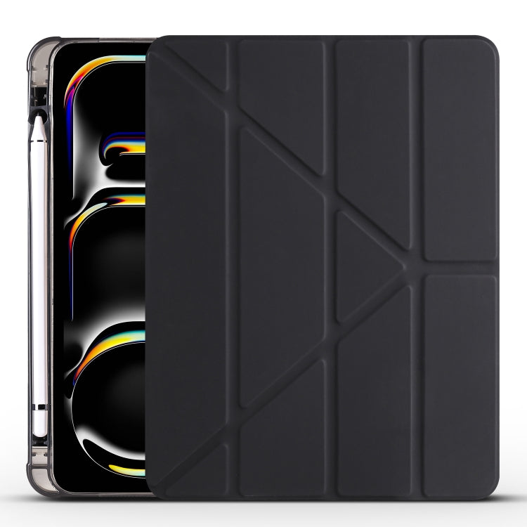 For iPad Pro 13 2024 Multi-folding TPU Leather Smart Tablet Case with Pen Slot(Black) - iPad Pro 13 2024 Cases by PMC TechLife | Online Shopping South Africa | PMC TechLife | Buy Now Pay Later Mobicred