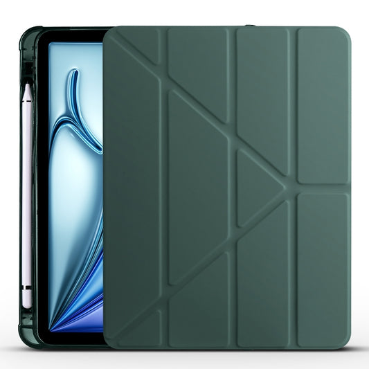 For iPad Air 11 2024 Multi-folding TPU Leather Smart Tablet Case with Pen Slot(Pine Green) - iPad Air 11 2024 Cases by PMC Jewellery | Online Shopping South Africa | PMC Jewellery | Buy Now Pay Later Mobicred
