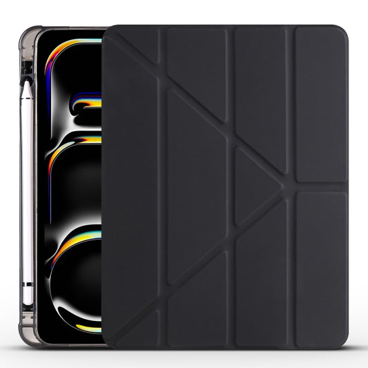 For iPad Pro 11 2024 Multi-folding TPU Leather Smart Tablet Case with Pen Slot(Black) - iPad Pro 11 2024 Cases by PMC Jewellery | Online Shopping South Africa | PMC Jewellery | Buy Now Pay Later Mobicred