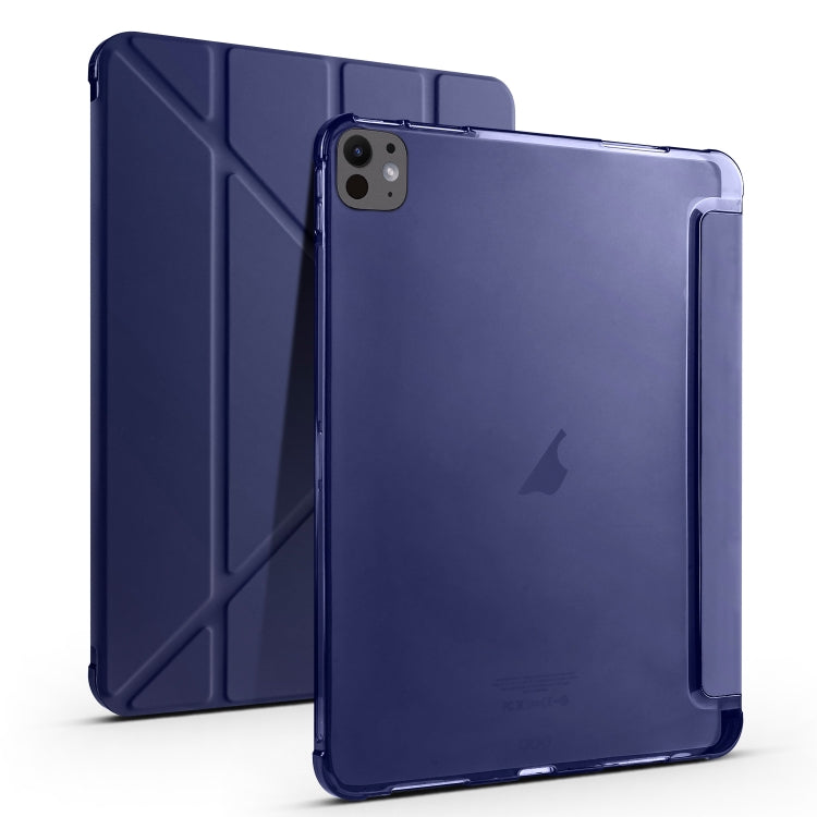 For iPad Pro 11 2024 Multi-folding TPU Leather Smart Tablet Case with Pen Slot(Dark Blue) - iPad Pro 11 2024 Cases by PMC Jewellery | Online Shopping South Africa | PMC Jewellery | Buy Now Pay Later Mobicred