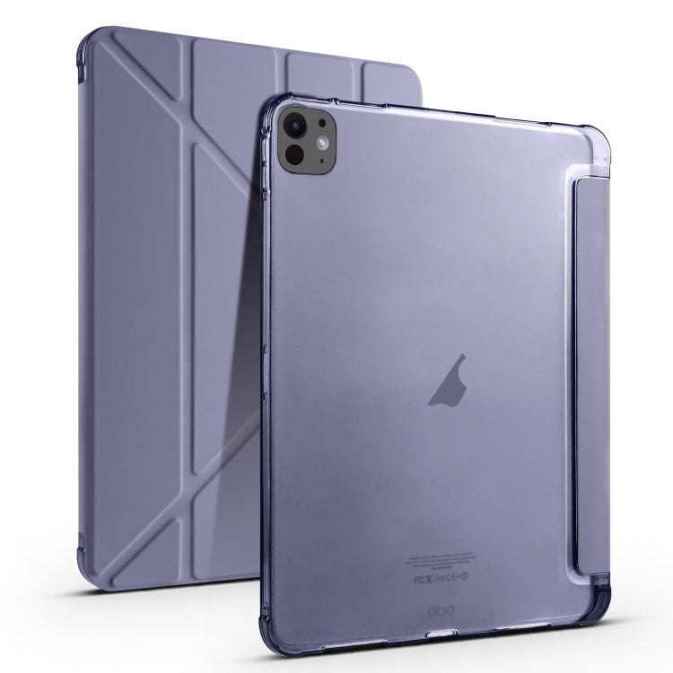 For iPad Pro 11 2024 Multi-folding TPU Leather Smart Tablet Case with Pen Slot(Lavender Purple) - iPad Pro 11 2024 Cases by PMC Jewellery | Online Shopping South Africa | PMC Jewellery | Buy Now Pay Later Mobicred