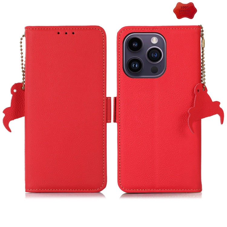 For iPhone 16 Pro Side-Magnetic TJ Genuine Leather RFID Phone Case(Red) - iPhone 16 Pro Cases by PMC Jewellery | Online Shopping South Africa | PMC Jewellery | Buy Now Pay Later Mobicred