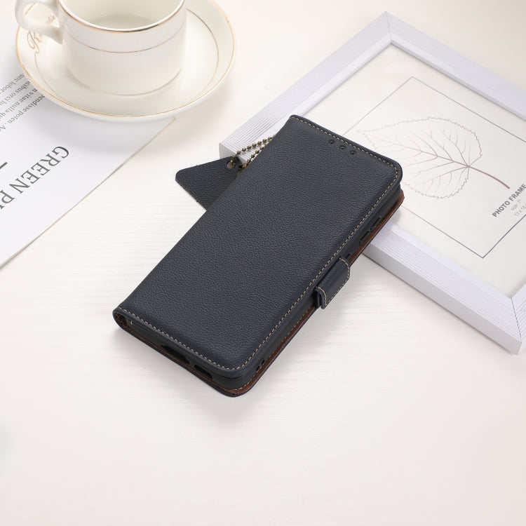 For iPhone 16 Side-Magnetic TJ Genuine Leather RFID Phone Case(Blue) - iPhone 16 Cases by PMC TechLife | Online Shopping South Africa | PMC TechLife | Buy Now Pay Later Mobicred