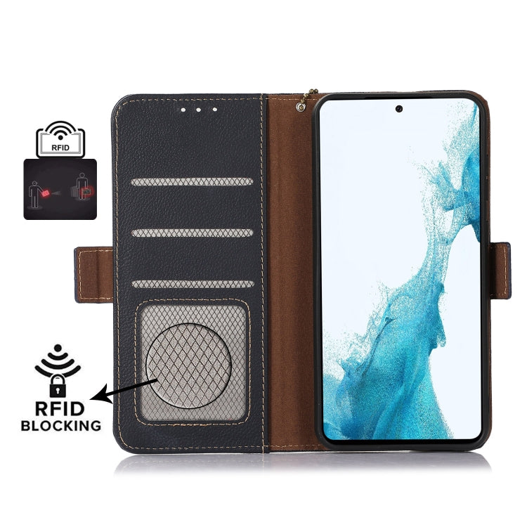 For iPhone 16 Side-Magnetic TJ Genuine Leather RFID Phone Case(Blue) - iPhone 16 Cases by PMC TechLife | Online Shopping South Africa | PMC TechLife | Buy Now Pay Later Mobicred