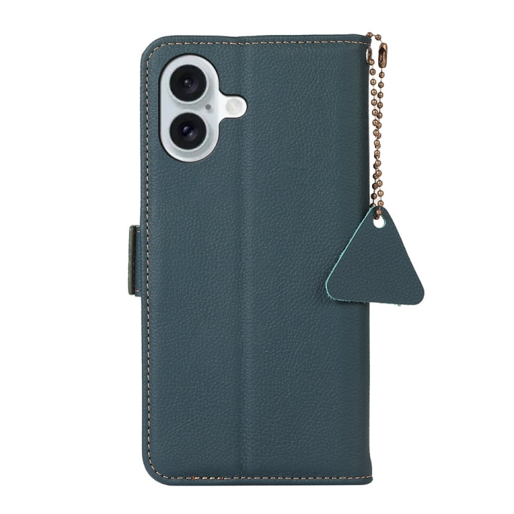 For iPhone 16 Side-Magnetic TJ Genuine Leather RFID Phone Case(Green) - iPhone 16 Cases by PMC TechLife | Online Shopping South Africa | PMC TechLife | Buy Now Pay Later Mobicred