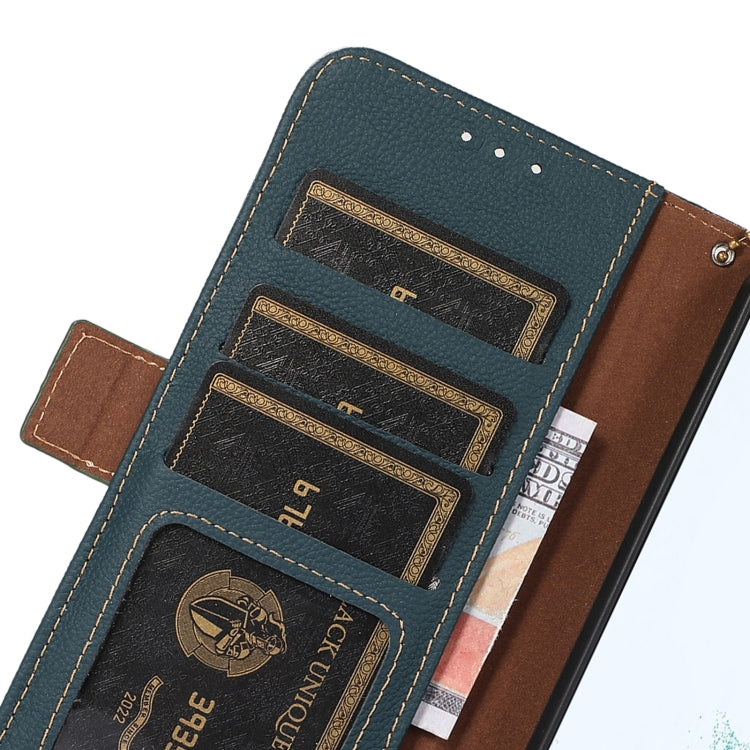 For iPhone 16 Side-Magnetic TJ Genuine Leather RFID Phone Case(Green) - iPhone 16 Cases by PMC Jewellery | Online Shopping South Africa | PMC Jewellery | Buy Now Pay Later Mobicred