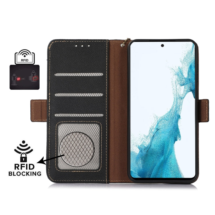 For iPhone 16e Side-Magnetic TJ Genuine Leather RFID Phone Case(Black) - iPhone 16e Cases by PMC TechLife | Online Shopping South Africa | PMC TechLife | Buy Now Pay Later Mobicred