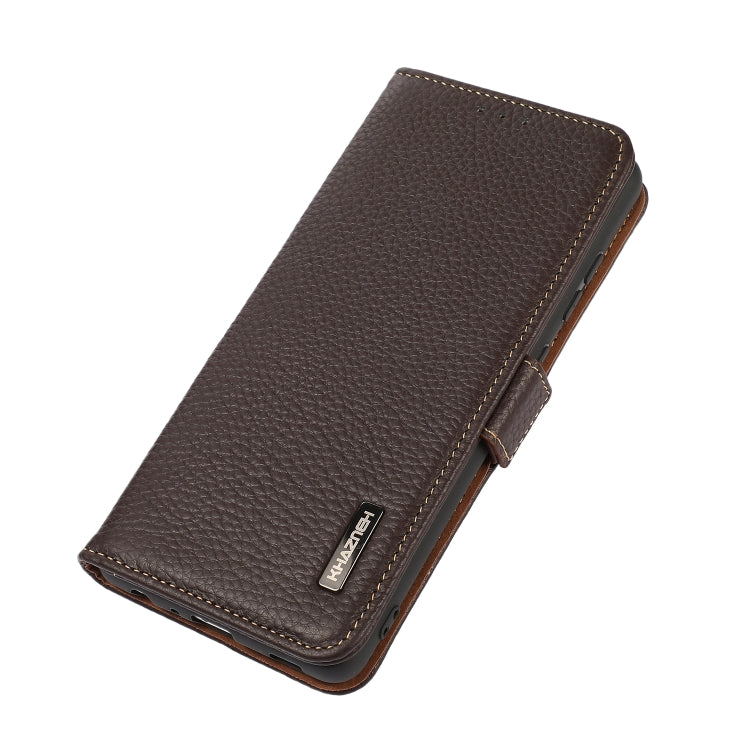 For iPhone 16 Pro KHAZNEH Side-Magnetic Litchi Genuine Leather RFID Case(Brown) - iPhone 16 Pro Cases by PMC TechLife | Online Shopping South Africa | PMC TechLife | Buy Now Pay Later Mobicred