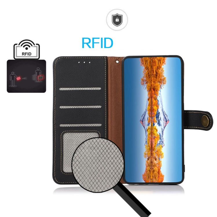 For iPhone 16 Pro KHAZNEH Custer Genuine Leather RFID Phone Case(Black) - iPhone 16 Pro Cases by PMC TechLife | Online Shopping South Africa | PMC TechLife | Buy Now Pay Later Mobicred