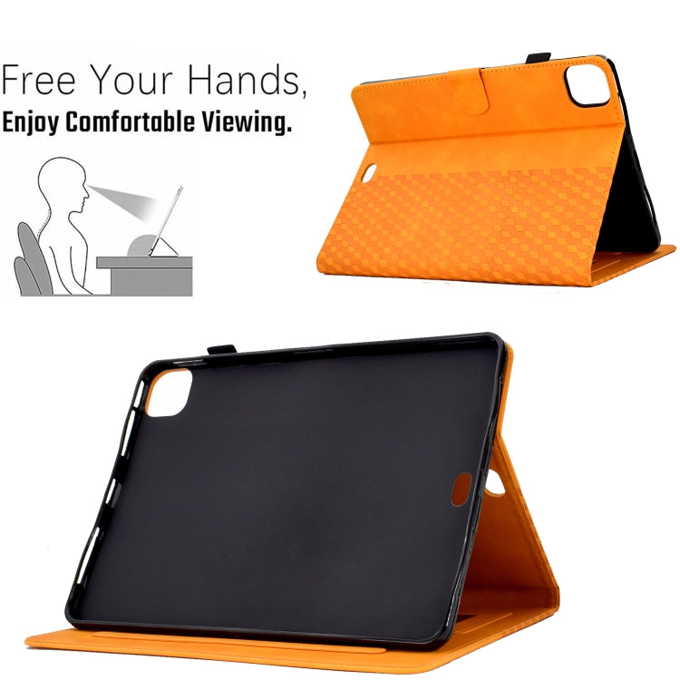 For iPad Pro 11 2024 Rhombus Embossed Leather Tablet Case(Khaki) - iPad Pro 11 2024 Cases by PMC TechLife | Online Shopping South Africa | PMC TechLife | Buy Now Pay Later Mobicred