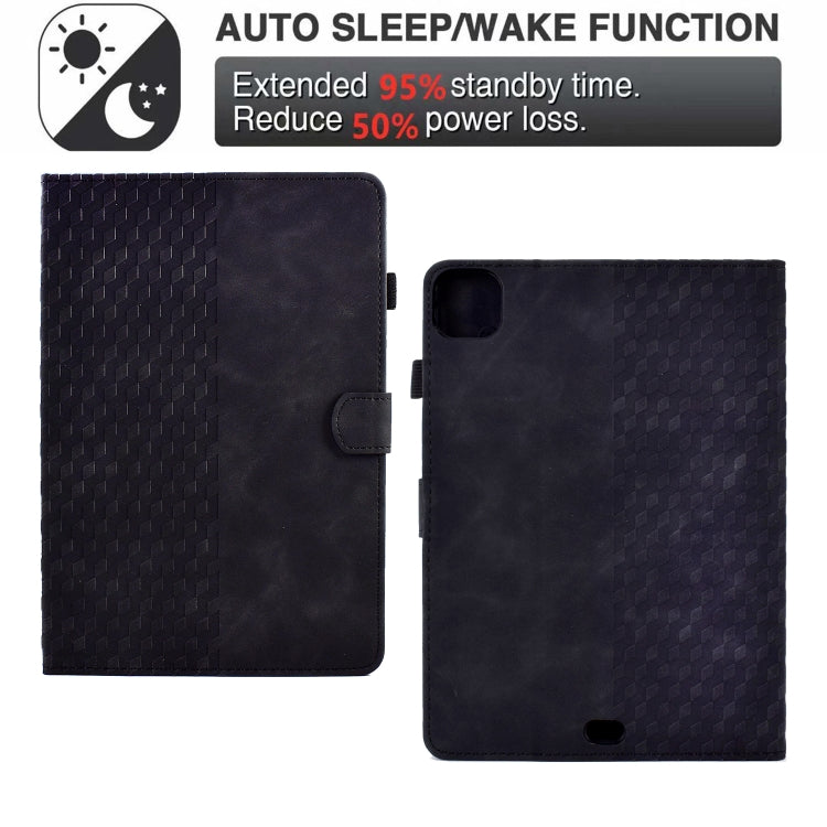 For iPad Pro 11 2024 Rhombus Embossed Leather Tablet Case(Black) - iPad Pro 11 2024 Cases by PMC TechLife | Online Shopping South Africa | PMC TechLife | Buy Now Pay Later Mobicred