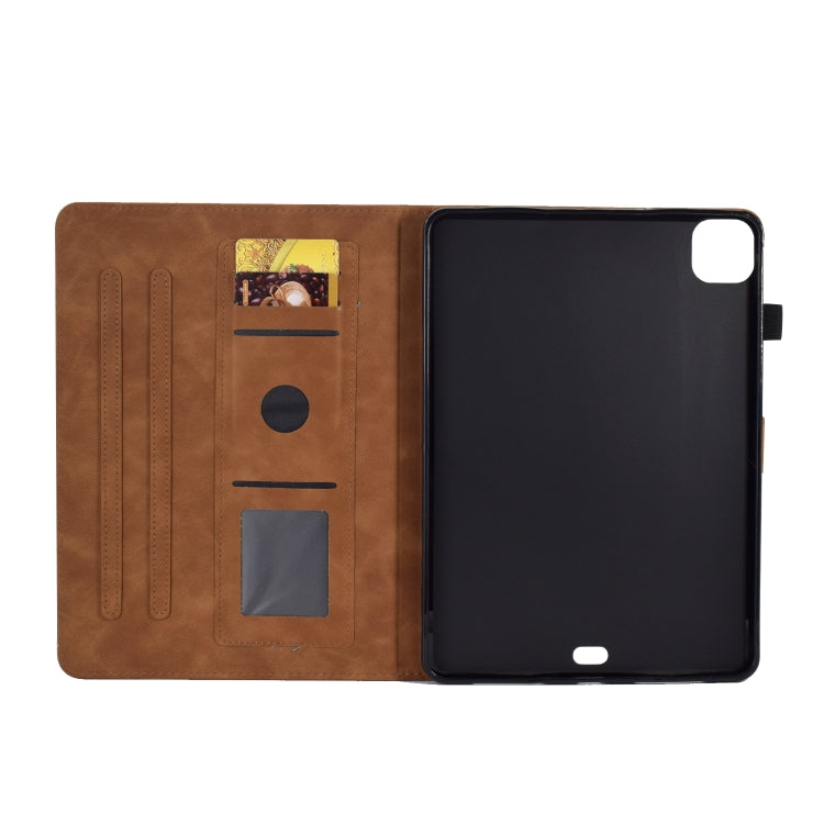 For iPad Pro 11 2024 Peony Butterfly Embossed Leather Smart Tablet Case(Brown) - iPad Pro 11 2024 Cases by PMC TechLife | Online Shopping South Africa | PMC TechLife | Buy Now Pay Later Mobicred