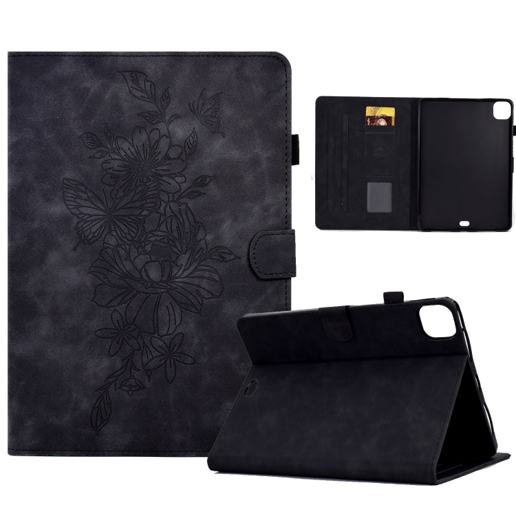For iPad Pro 11 2024 Peony Butterfly Embossed Leather Smart Tablet Case(Black) - iPad Pro 11 2024 Cases by PMC TechLife | Online Shopping South Africa | PMC TechLife | Buy Now Pay Later Mobicred