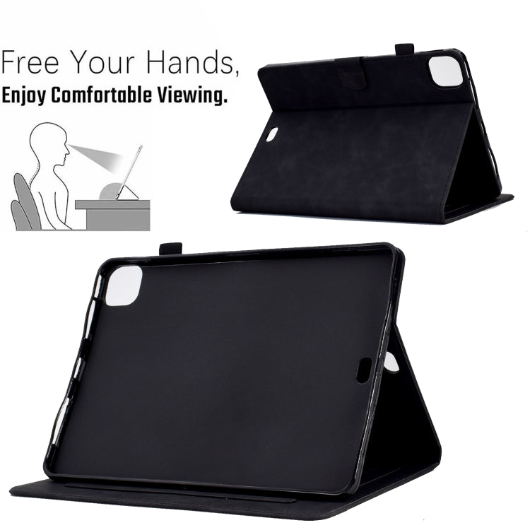 For iPad Pro 11 2024 Peony Butterfly Embossed Leather Smart Tablet Case(Black) - iPad Pro 11 2024 Cases by PMC TechLife | Online Shopping South Africa | PMC TechLife | Buy Now Pay Later Mobicred