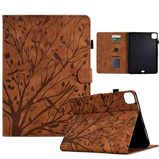 For iPad Pro 11 2024 Fortune Tree Embossed Leather Smart Tablet Case(Brown) - iPad Pro 11 2024 Cases by PMC Jewellery | Online Shopping South Africa | PMC Jewellery | Buy Now Pay Later Mobicred