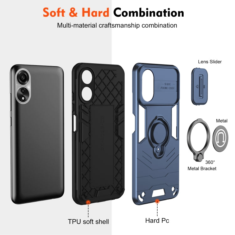 For OPPO A78 4G Camshield Ring Holder Phone Case(Royal Blue) - OPPO Cases by PMC TechLife | Online Shopping South Africa | PMC TechLife | Buy Now Pay Later Mobicred