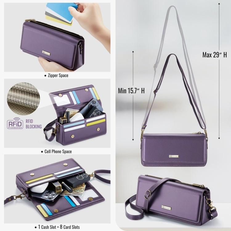 CaseMe ME30 Max Multifunctional Large-Capacity Shoulder Crossbody Phone Bag(Purple) -  by CaseMe | Online Shopping South Africa | PMC Jewellery | Buy Now Pay Later Mobicred