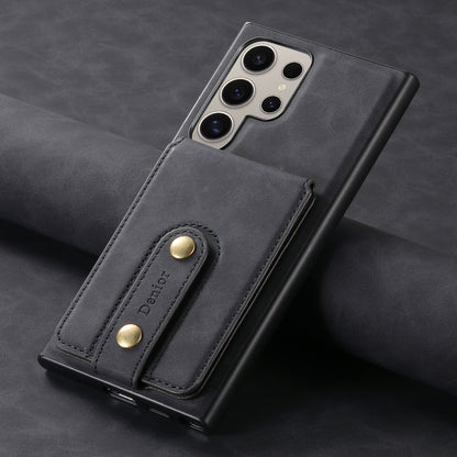 For Samsung Galaxy S24 Ultra 5G Denior D14 NK Retro Pattern MagSafe Magnetic Card Holder Leather Phone Case(Black) - Galaxy S24 Ultra 5G Cases by Denior | Online Shopping South Africa | PMC Jewellery | Buy Now Pay Later Mobicred