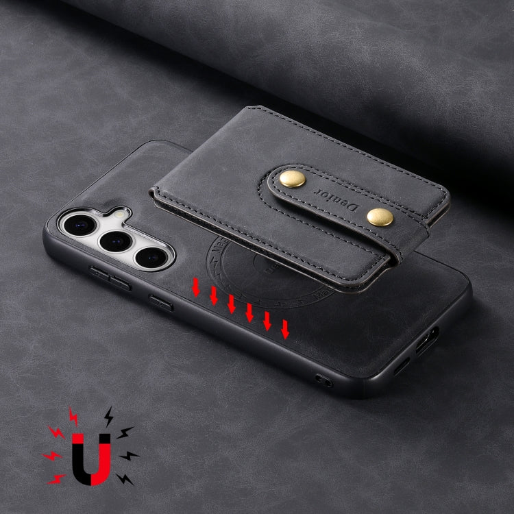 For Samsung Galaxy S24 5G Denior D14 NK Retro Pattern MagSafe Magnetic Card Holder Leather Phone Case(Black) - Galaxy S24 5G Cases by Denior | Online Shopping South Africa | PMC Jewellery | Buy Now Pay Later Mobicred