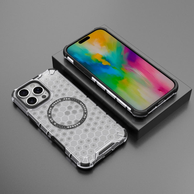 For iPhone 16 Pro Max Honeycomb Magnetic Ring Shockproof Phone Case(White) - iPhone 16 Pro Max Cases by PMC TechLife | Online Shopping South Africa | PMC TechLife | Buy Now Pay Later Mobicred