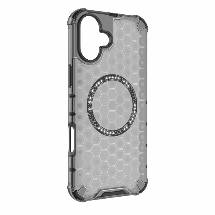 For iPhone 16 Plus Honeycomb Magnetic Ring Shockproof Phone Case(Black) - iPhone 16 Plus Cases by PMC TechLife | Online Shopping South Africa | PMC TechLife | Buy Now Pay Later Mobicred