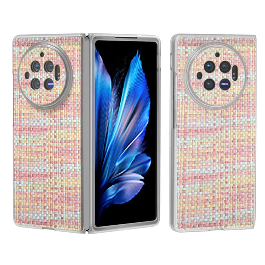 For vivo X Fold3 Colorful Rhombic Texture Frosted Translucent Frame PU Phone Case(Pink) - vivo Cases by PMC Jewellery | Online Shopping South Africa | PMC Jewellery | Buy Now Pay Later Mobicred