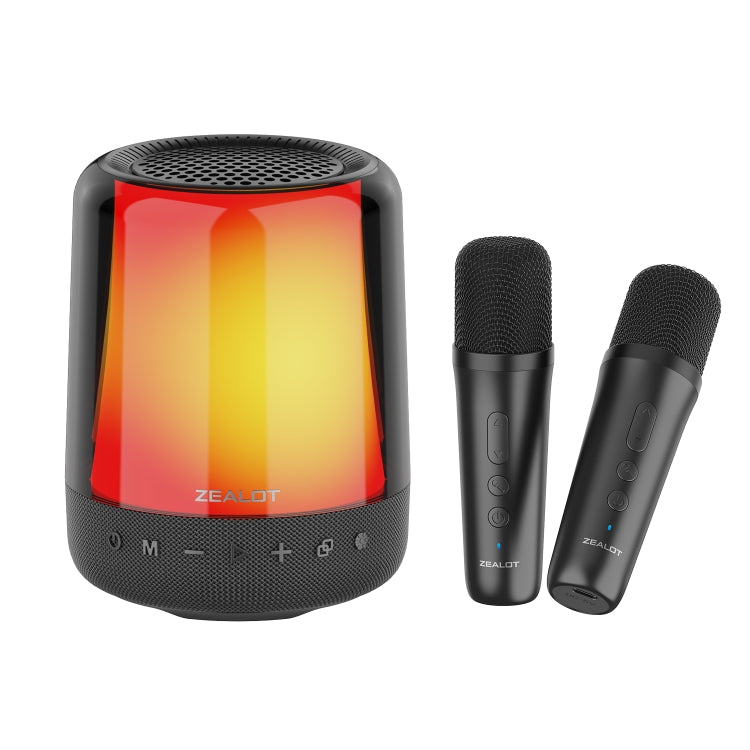 Zealot S66M RGB Rhythmic Light Karaoke Wireless Speaker, Style:Dual Mic(Black) - Desktop Speaker by ZEALOT | Online Shopping South Africa | PMC Jewellery | Buy Now Pay Later Mobicred