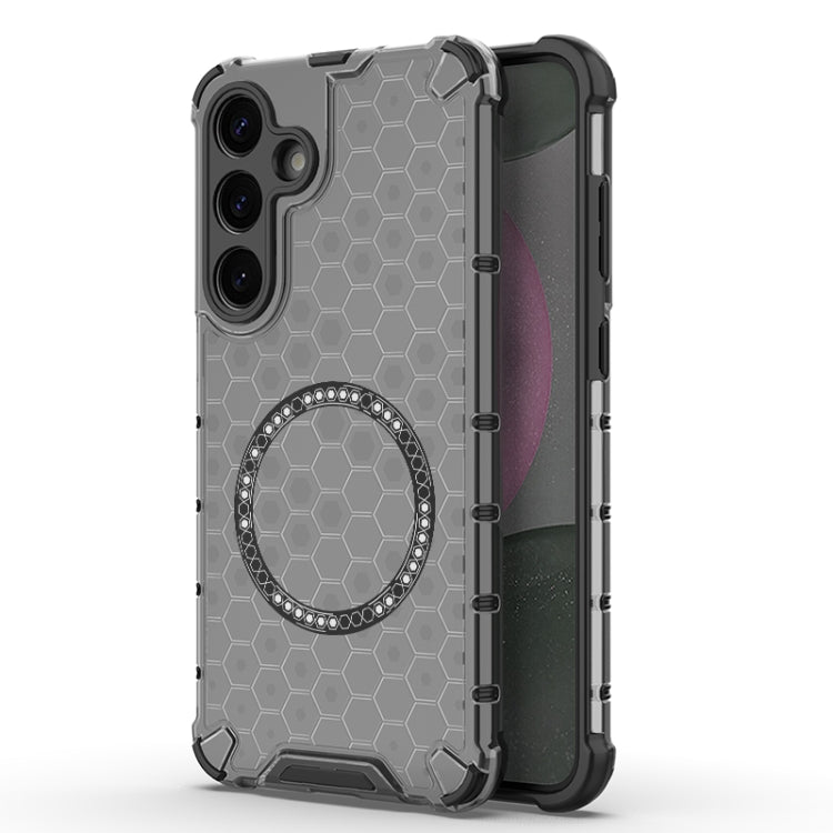 or Samsung Galaxy S25+ 5G Honeycomb Magnetic Ring Shockproof Phone Case(Black) - Galaxy S25+ 5G Cases by PMC TechLife | Online Shopping South Africa | PMC TechLife | Buy Now Pay Later Mobicred