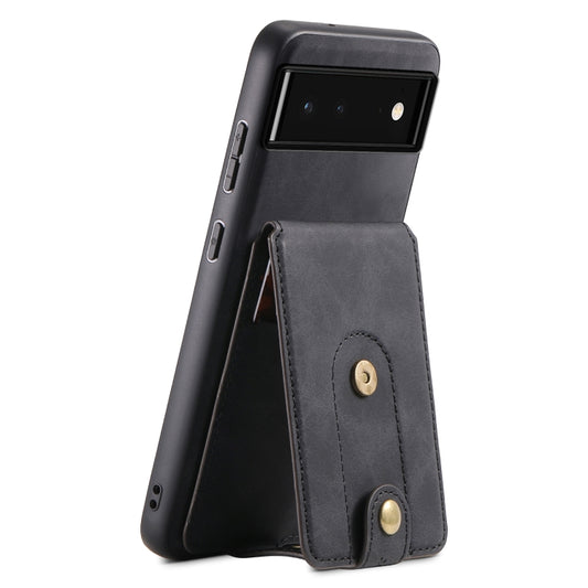 For Google Pixel 6 Denior D14 NK Retro Pattern MagSafe Magnetic Card Holder Leather Phone Case(Black) - Google Cases by Denior | Online Shopping South Africa | PMC Jewellery | Buy Now Pay Later Mobicred